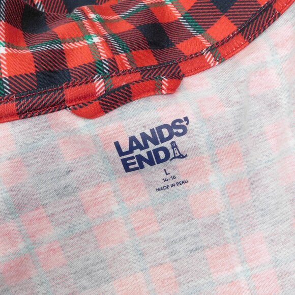 Lands End Checkered Plaid Cotton Robe NWOT L 14-16 (71925) - Picture 4 of 5
